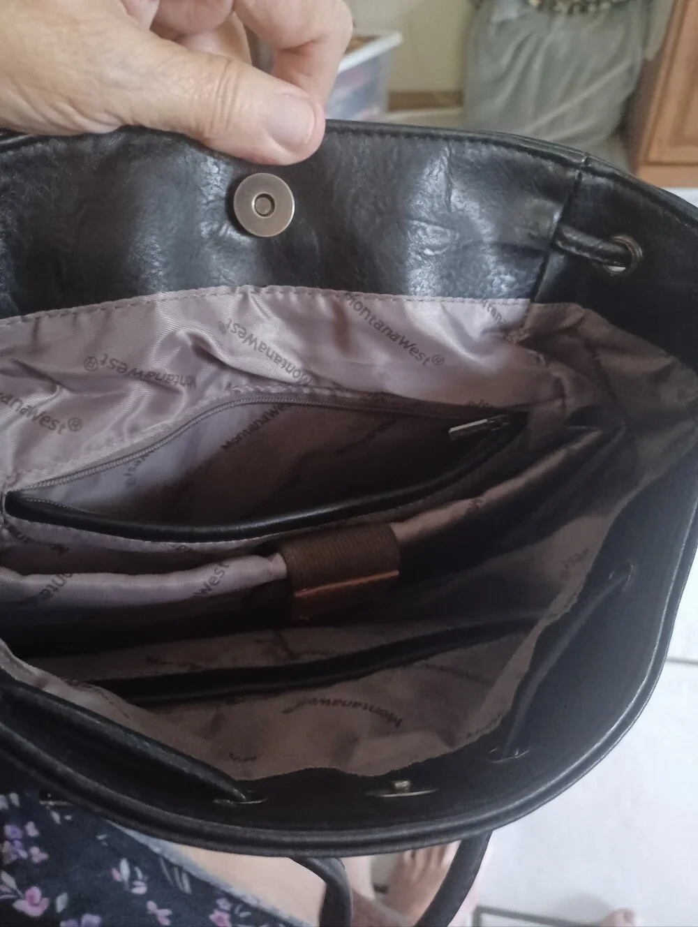 Montana West Black Faux Leather Buckle Backpack